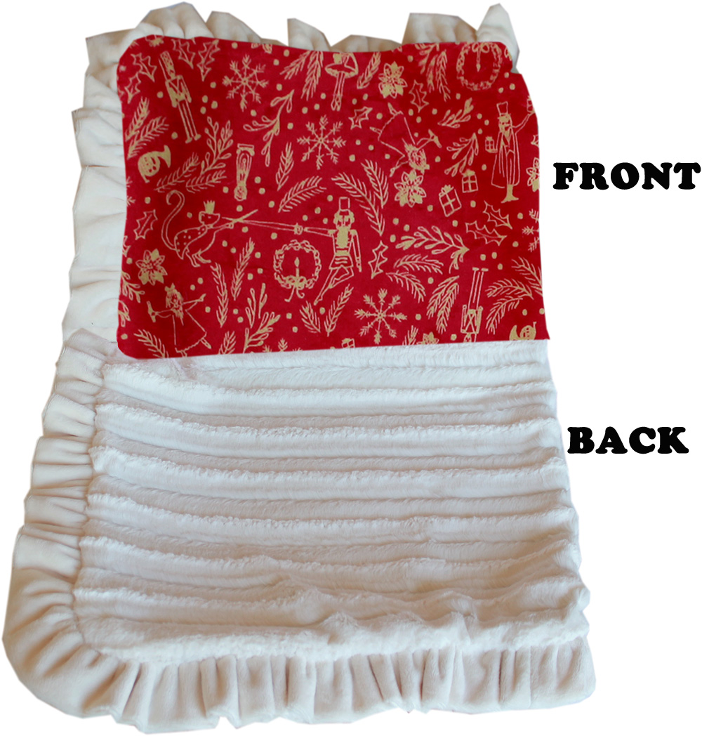 Luxurious Plush Pet Blanket Red Holiday Whimsy 1/2 Size
